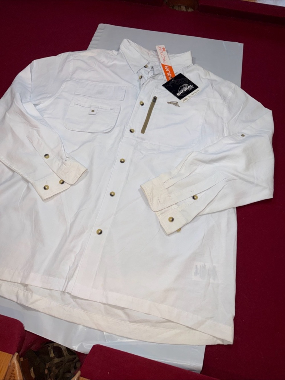 Natural Gear Fishing Shirt Men’s XL NEW white nylon Long Sleeve Vented Utility - Picture 16 of 16